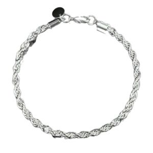 Twisted Rope Sterling Silver Filled Plated 4mm Mens Womens Unisex Bracelet